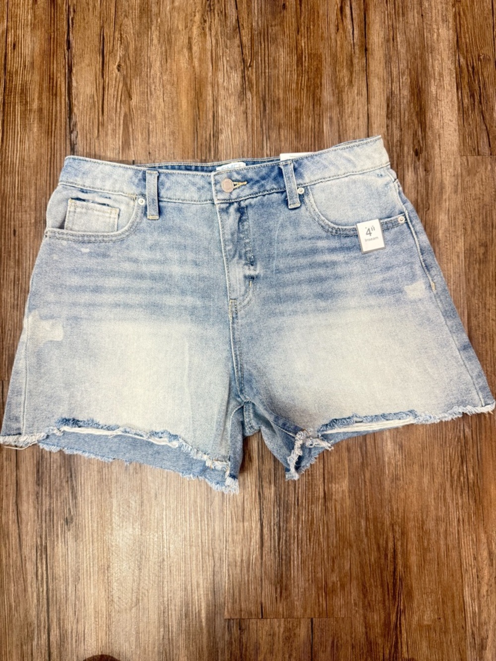 Time and Tru Light Blue Frayed Hem Denim Shorts Size 10